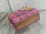 Dior Lady Dior Mini Chain Bag Fake in Satin with Pink Resin Pearl Embroidery - Image 9