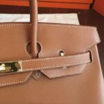 Gold Hermes Birkin 35cm Knockoff from Designer Collection - Image 4