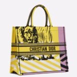 Dior Large Book Tote Bag Faux in Yellow D-Jungle Pop Embroidery