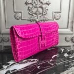 Rose Red Crocodile Leather Replica Hermes Jige Elan 29 Elegant Clutch - Image 4