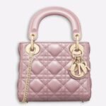 Dior Lady Dior Mini Bag Fake in Lotus Pearlescent Lambskin