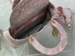 Dior Lady D-Lite Medium Bag Knockoff in Grey and Pink Toile de Jouy Reverse Embroidery - Image 3