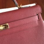 Bordeaux Clemence Replica Hermes Kelly 35cm Rich Color Bag - Image 4