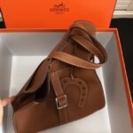 Brown Knockoff Hermes Halzan Classic Leather Handbag - Image 7