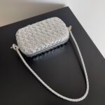 Fake Bottega Veneta Knot Minaudiere On Strap Silver Intreccio Laminated Leather - Image 4