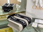 Top Quality Replica Chloe Small Woody Tote Bag in Canvas with Black Leather Strips - Image 8