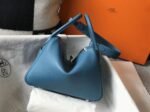 Replica Hermes Lindy 26cm bag in blue jean fabric - Image 8
