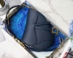 Dior Saddle Bag Imitation in Indigo Blue Grained Calfskin - Image 5