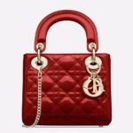 Dior Lady Dior Mini Chain Bag Knockoff with Chain in Red