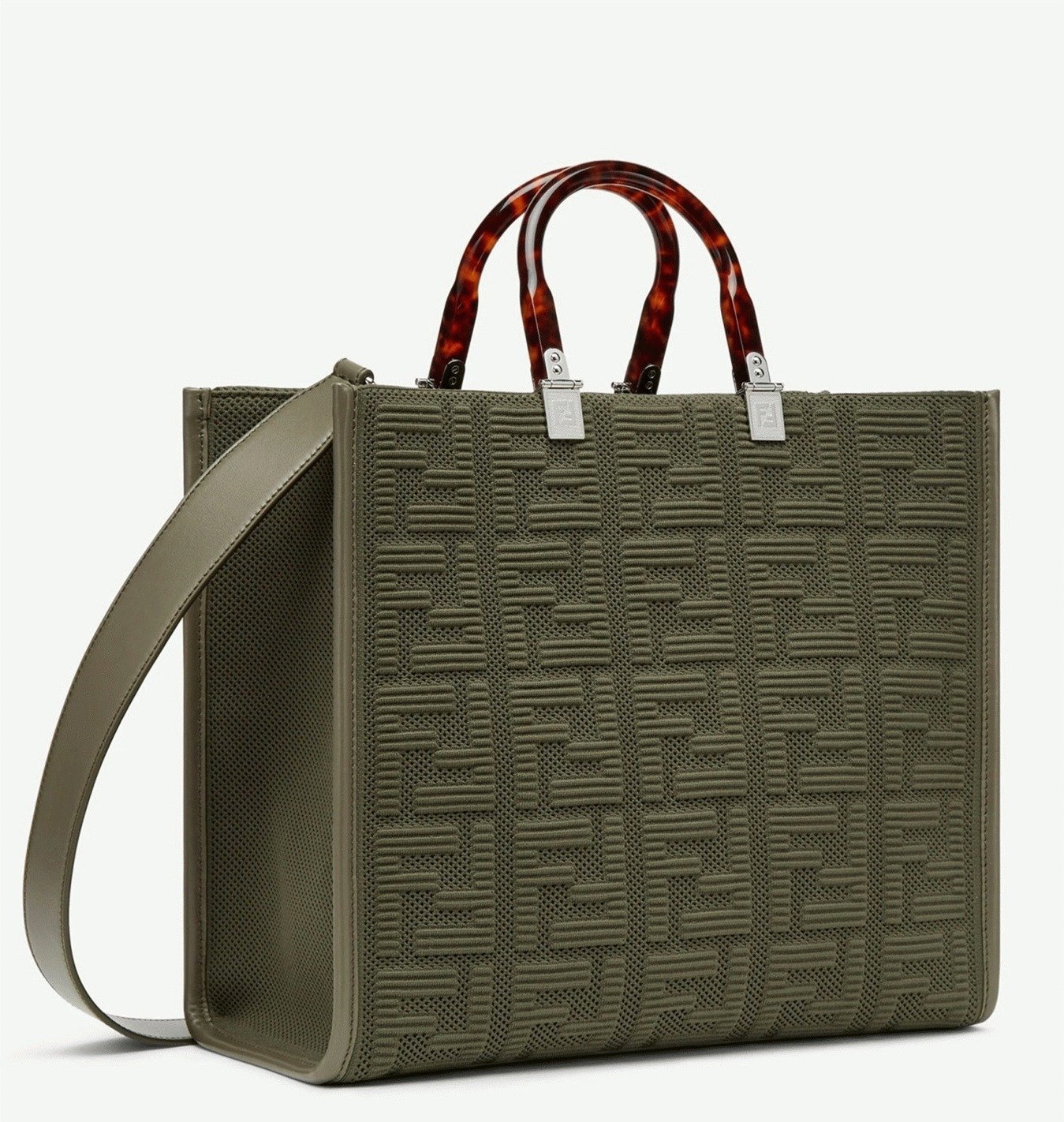 1CF1599A-A06D-39E0-AEDD-B1BB0F7143DD.jpg Top Quality Replica Fendi Sunshine Medium Tote Bag In Green FF Fabric - Image 1