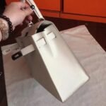 White Epsom Knockoff Hermes Kelly Sellier 28cm Structured Handbag - Image 4
