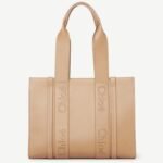 Top Quality Knockoff Chloe Woody Medium Tote Bag In Beige Calfskin