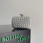 Fake Bottega Veneta Knot Minaudiere Clutch Silver Intreccio - Image 6