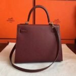 Bordeaux Epsom Copy Hermes Kelly Sellier 28cm Premium Handbag - Image 7