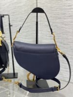 Dior Saddle Bag with Strap Replica in Indigo Blue Grained Calfskin - Image 6