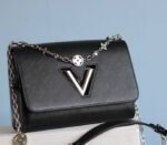 Louis Vuitton Epi Leather Twist MM With Flowers Jewels Chain Bag In Black - Image 3