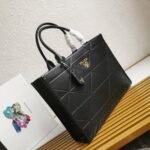 Prada Symbole Large Bag Replica with Topstitching in Black - Image 3