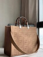 Top Quality Knockoff Fendi Sunshine Medium Tote Bag In Beige FF Fabric - Image 5