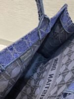 Dior Large Book Tote Bag Knockoff in Blue Cannage Embroidered Velvet - Image 6