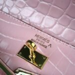 Pink Crocodile Replica Hermes Kelly Cut Clutch Feminine Tote - Image 2