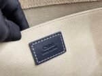 Top Quality Fake Chloe Woody Large Tote Bag in Linen Canvas with Navy Blue Leather - Image 6