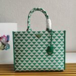 Prada Symbole Large Bag Fake in Green/White Jacquard Fabric - Image 3