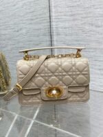 Dior Small Jolie Top Handle Bag Knockoff in Beige Cannage Calfskin - Image 2