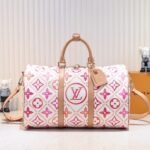 LV By The Pool Monogram Tiles Canvas Keepall 45 In Coral
