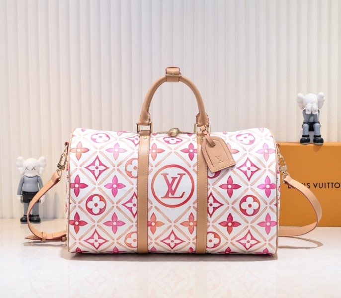 1FFB2878-B7C0-F1B6-C2D7-5C6E14312526.jpg LV By The Pool Monogram Tiles Canvas Keepall 45 In Coral - Image 1