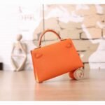 Orange Epsom Fake Luxury Hermes Kelly Mini II 20cm Handbag - Image 2