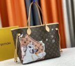 Louis Vuitton Monogram Canvas Neverfull MM Tote With Cat Print - Image 3
