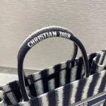 Dior Large Book Tote Bag Replica in Blue Stripes Embroidery - Image 2