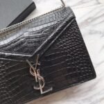 CASSANDRA MONOGRAM CLASP BAG IN CROCODILE EMBOSSED SHINY LEATHER - Image 6