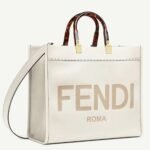 Top Quality Fake Fendi Sunshine Medium Tote Bag In White Calfskin