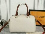 Louis Vuitton Monogram Empreinte Speedy Bandouliere 25 Handbag In Cream - Image 3