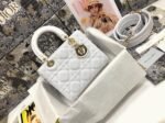 White Dior Lady D-Lite Medium Replica Bag with Macrocannage Texture - Image 4
