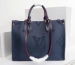 Louis Vuitton Monogram Empreinte Giant Onthego MM Tote In Navy Blue