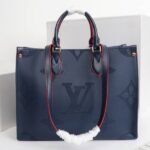 Louis Vuitton Monogram Empreinte Giant Onthego MM Tote In Navy Blue