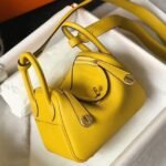 Fake luxury Hermes Lindy Mini handbag in yellow clemence leather