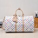 LV X TM Multicolored Keepall Bandouliere 50 In White