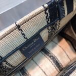 Dior Medium Book Tote Bag Fake in Black and Beige Bayadère Embroidered - Image 7