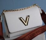 Louis Vuitton Epi Leather Twist MM Bag In Optic White With Jacquard Strap - Image 3