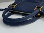 Top Quality Fake Chloe Marcie Small Double Carry Bag in Blue Grained Leather - Image 8