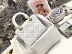 White Dior Lady D-Lite Medium Replica Bag with Macrocannage Texture - Image 9