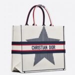 Dior Large Book Tote Bag Fake in DiorAlps White Three-Tone Embroidery