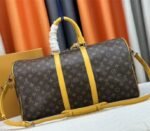Louis Vuitton Monogram Macassar Canvas Keepall Bandouliere 50 In Safran Yellow - Image 4