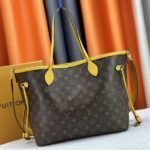Louis Vuitton Neverfull Bandouliere Inside Out MM Tote In Monogram Canvas And Yellow Textile And Leather