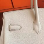 Pearl Grey Faux Luxury Hermes Birkin 35cm Purse - Image 5