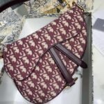 Dior Saddle Bag Faux in Burgundy Dior Oblique Jacquard - Image 5