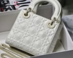 Dior Lady Dior Mini Bag Knockoff in White Calfskin with Diamond Motif - Image 5